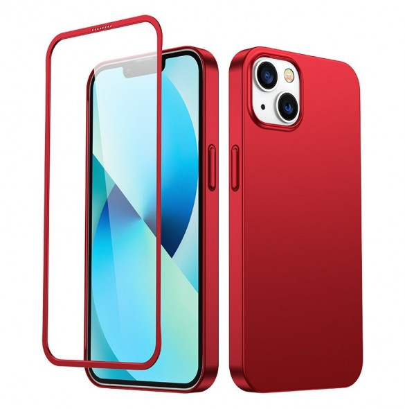 Joyroom 360 Full Case fram och bak skal för iPhone 13 + skärmskydd i härdat glas rött (JR-BP927 röd)