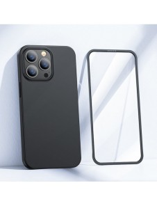 Joyroom 360 Full Case fram och bak skal till iPhone 13 Pro + skärmskydd i härdat glas svart (JR-BP935 svart)