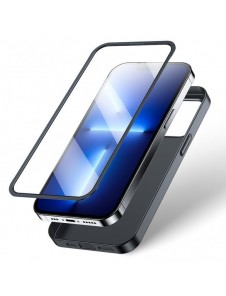 Joyroom 360 Full Case fram och bak skal till iPhone 13 Pro + skärmskydd i härdat glas svart (JR-BP935 svart)