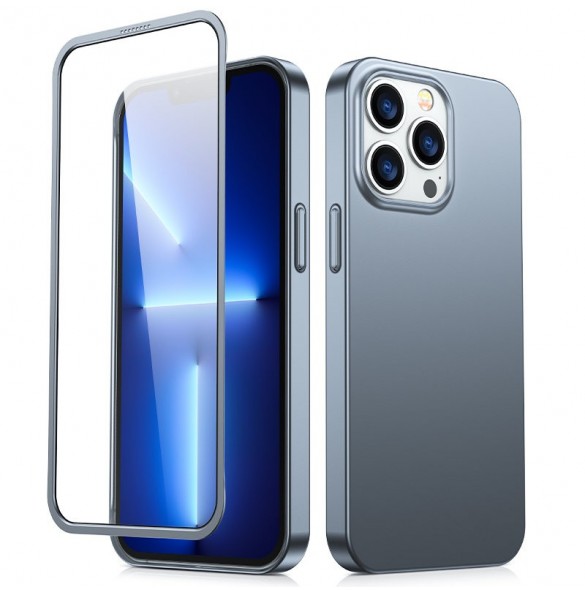 Joyroom 360 Full Case fram och bak skal till iPhone 13 Pro + skärmskydd i härdat glas grå (JR-BP935 tranish)