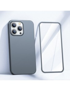 Joyroom 360 Full Case fram och bak skal till iPhone 13 Pro + skärmskydd i härdat glas grå (JR-BP935 tranish)