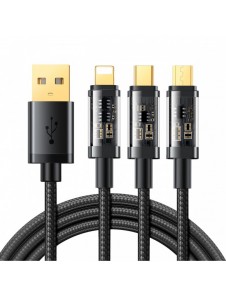 Joyroom 3in1 USB-kabel - USB Typ C / Lightning / micro USB 3,5 A 1,2 m svart (S-1T3015A5)