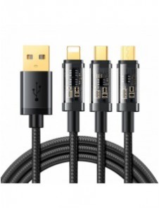 Joyroom 3in1 USB-kabel - USB Typ C / Lightning / micro USB 3,5 A 1,2 m svart (S-1T3015A5)
