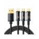 Joyroom 3in1 USB-kabel - USB Typ C / Lightning / micro USB 3,5 A 1,2 m svart (S-1T3015A5)