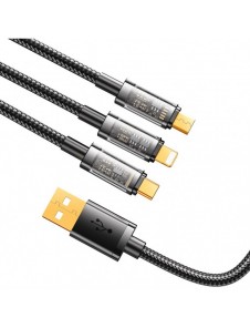 Joyroom 3in1 USB-kabel - USB Typ C / Lightning / micro USB 3,5 A 1,2 m svart (S-1T3015A5)