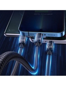 Joyroom 3in1 USB-kabel - USB Typ C / Lightning / micro USB 3,5 A 1,2 m svart (S-1T3015A5)