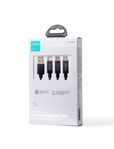 Joyroom 3in1 USB-kabel - USB Typ C / Lightning / micro USB 3,5 A 1,2 m svart (S-1T3015A5)