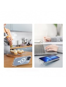 Joyroom Defender magnetiskt fodral för iPhone 13 Pro robust hölje med krokar kickstand transparent (MagSafe-kompatibel)