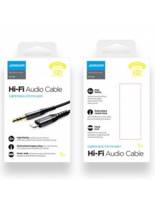 Joyroom AUX stereoljudkabel 3,5 mm minijack - Lightning för iPhone iPad 1 m svart (SY-A02)