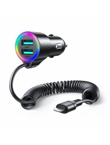 Joyroom 3-i-1 snabb billaddare med Lightning-kabel 1,5m 17W svart (JR-CL25)