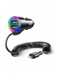 Joyroom 3-i-1 snabb billaddare med Lightning-kabel 1,5m 17W svart (JR-CL25)