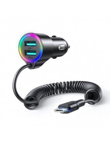 Joyroom 3-i-1 snabb billaddare med USB-C-kabel 1,5m 17W svart (JR-CL24)