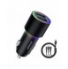 Joyroom billaddare 2 x USB med belysning 24W + strömkabel 3in1 USB Typ C / micro USB / Lightning 1,2m svart (JR-CL10)