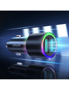 Joyroom billaddare 2 x USB med belysning 24W + strömkabel 3in1 USB Typ C / micro USB / Lightning 1,2m svart (JR-CL10)