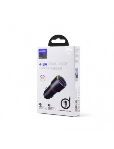 Joyroom billaddare 2 x USB med belysning 24W + strömkabel 3in1 USB Typ C / micro USB / Lightning 1,2m svart (JR-CL10)
