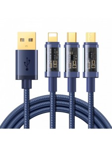 Joyroom 3in1 USB-kabel - USB Typ C / Lightning / micro USB 3,5 A 1,2 m blå (S-1T3015A5)