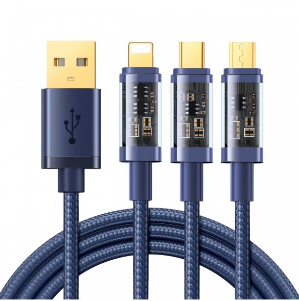 Joyroom 3in1 USB-kabel - USB Typ C / Lightning / micro USB 3,5 A 1,2 m blå (S-1T3015A5)