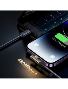 Joyroom Angled Lightning-kabel - USB C för snabb laddning och dataöverföring 20W 1,2 m svart (S-CL020A6)