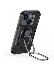 Joyroom Dual Hinge fodral för iPhone 14 Plus pansarfodral med stativ och en ringhållare svart
