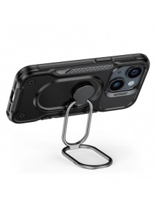 Joyroom Dual Hinge fodral för iPhone 14 Plus pansarfodral med stativ och en ringhållare svart