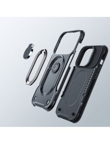 Joyroom Dual Hinge fodral för iPhone 14 Plus pansarfodral med stativ och en ringhållare svart