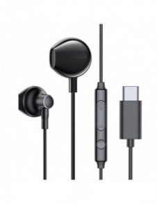 Joyroom In-Ear USB Typ C hörlurar med fjärrkontroll och mikrofon svart (JR-EC03 svart)