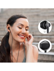 Joyroom In-Ear USB Typ C hörlurar med fjärrkontroll och mikrofon svart (JR-EC03 svart)