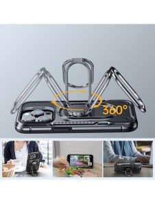 Joyroom Dual Hinge fodral för iPhone 14 Pro pansarfodral med stativ och en ringhållare svart