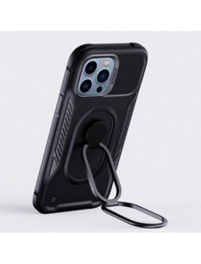 Joyroom Dual Hinge fodral för iPhone 14 Pro pansarfodral med stativ och en ringhållare svart