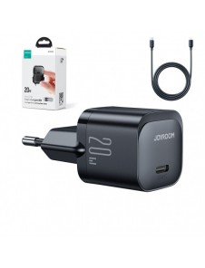 Mini USB C Laddare 20W PD med USB C-kabel - Lightning Joyroom JR-TCF02 - svart