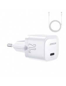 Mini USB C Laddare 20W PD med USB C-kabel - Lightning Joyroom JR-TCF02 - Vit