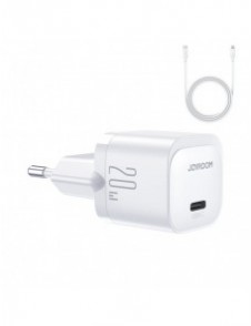 Mini USB C Laddare 20W PD med USB C-kabel - Lightning Joyroom JR-TCF02 - Vit