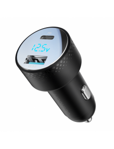 Billaddare med voltmeter 53W (USB C, USB) Joyroom JR-CCD01 svart