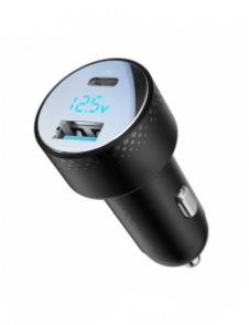 Billaddare med voltmeter 53W (USB C, USB) Joyroom JR-CCD01 svart