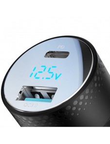 Billaddare med voltmeter 53W (USB C, USB) Joyroom JR-CCD01 svart
