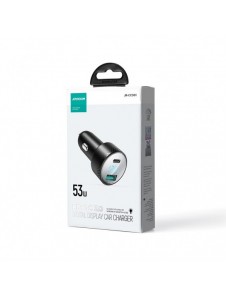 Billaddare med voltmeter 53W (USB C, USB) Joyroom JR-CCD01 svart