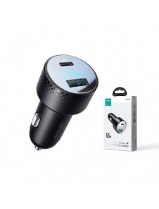 Billaddare med voltmeter 53W (USB C, USB) Joyroom JR-CCD01 svart