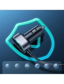 Joyroom snabb billaddare med förlängningskabel 45W 5xUSB-A svart (JR-CL03 Pro)