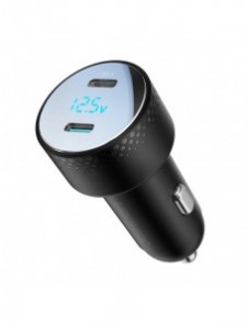 Billaddare 2x USB C 70W med LED display Joyroom JR-CCD02 - svart