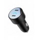 Billaddare 2x USB C 70W med LED display Joyroom JR-CCD02 - svart