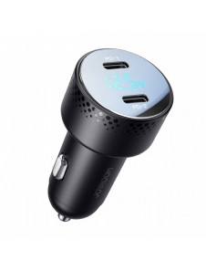 Billaddare 2x USB C 70W med LED display Joyroom JR-CCD02 - svart