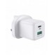 Joyroom väggladdare USB Typ C / USB 30W Strömförsörjning Snabbladdning 4,5A (UK-kontakt) vit (L-QP303)