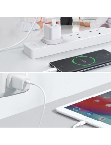 Joyroom väggladdare USB Typ C / USB 30W Strömförsörjning Snabbladdning 4,5A (UK-kontakt) vit (L-QP303)