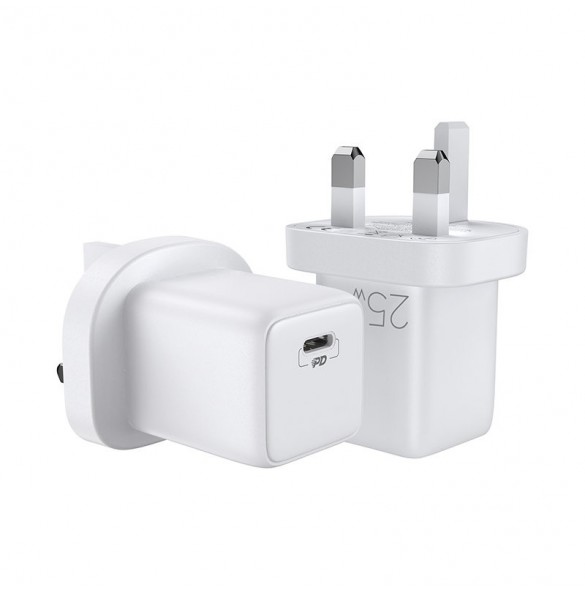 Joyroom Fast USB Typ C Väggladdare 25W 3A UK-kontakt Vit (L-P251)