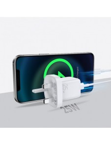 Joyroom Fast USB Typ C Väggladdare 25W 3A UK-kontakt Vit (L-P251)