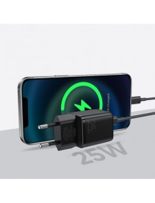 Joyroom Small Fast USB Typ C PD Laddare 25W EU-kontakt Svart (L-P251)