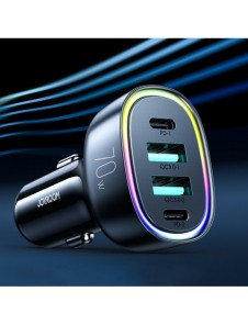 Joyroom billaddare 70W med 4 portar: 2 x USB C, 2 x USB svart (JR-CL29)