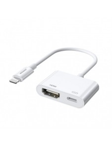 Joyroom-adapter Lightning (hane) till digital HDMI (hona) + Lightning (hona) FullHD 1080p 60Hz vit (S-H141 vit) adapter