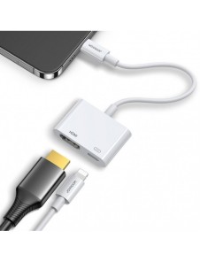 Joyroom-adapter Lightning (hane) till digital HDMI (hona) + Lightning (hona) FullHD 1080p 60Hz vit (S-H141 vit) adapter