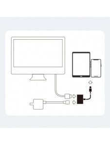 Joyroom-adapter Lightning (hane) till digital HDMI (hona) + Lightning (hona) FullHD 1080p 60Hz vit (S-H141 vit) adapter